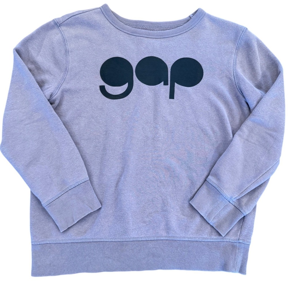 Gap Kids Pullover Sweatshirt Purple Heather Graphic Logo Fleece Size L Large